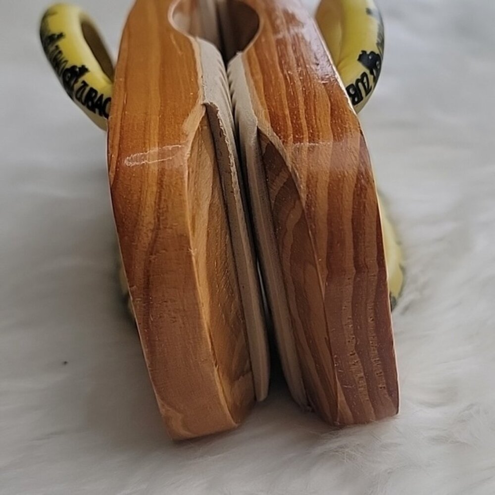 ZUBAO Geisha Japanese Style Wood Open Toe Slip On Yellow Thong Flip Flop Sandals - Picture 10 of 16